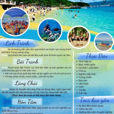 Tour 3 Đảo Víp - Bãi Tranh - Làng Chài - Hòn Tằm